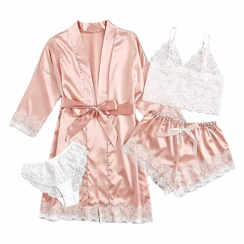 M-XXL - Lacey Four Piece PJ's Set
