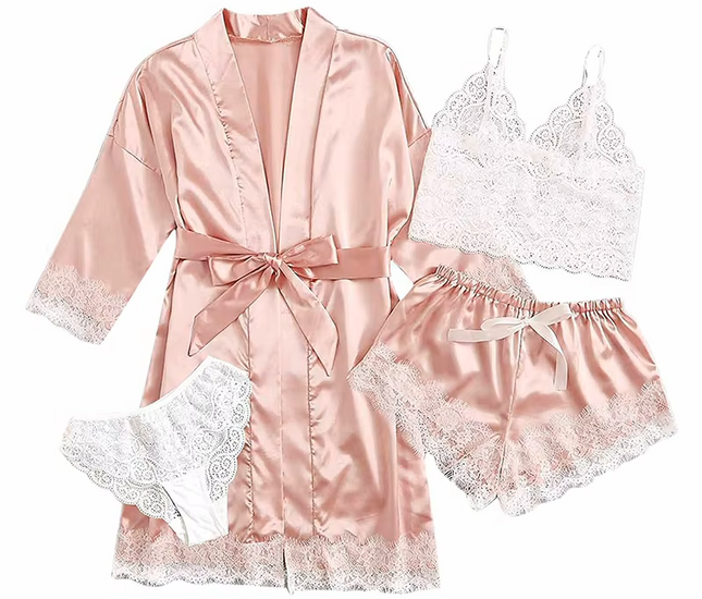 M-XXL - Lacey Four Piece PJ's Set