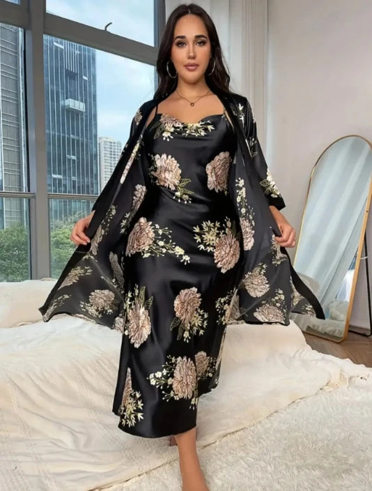 Silky 2-piece nightgown set