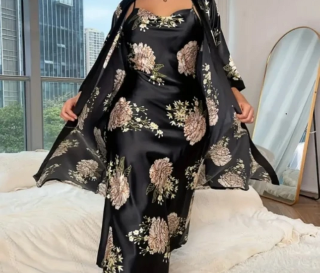 Silky 2-piece nightgown set