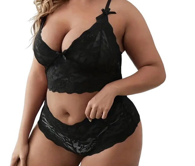 Women's Exotic Lace Lingerie Set with Push-Up Bra and High Waist Panty