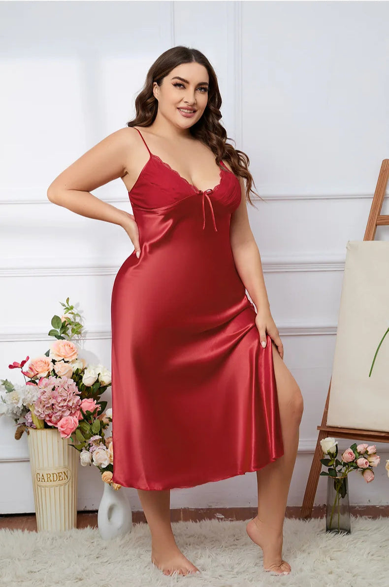 Elsie Full Length Satin Chemise