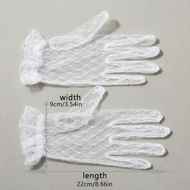 White Mesh Short Bridal Gloves