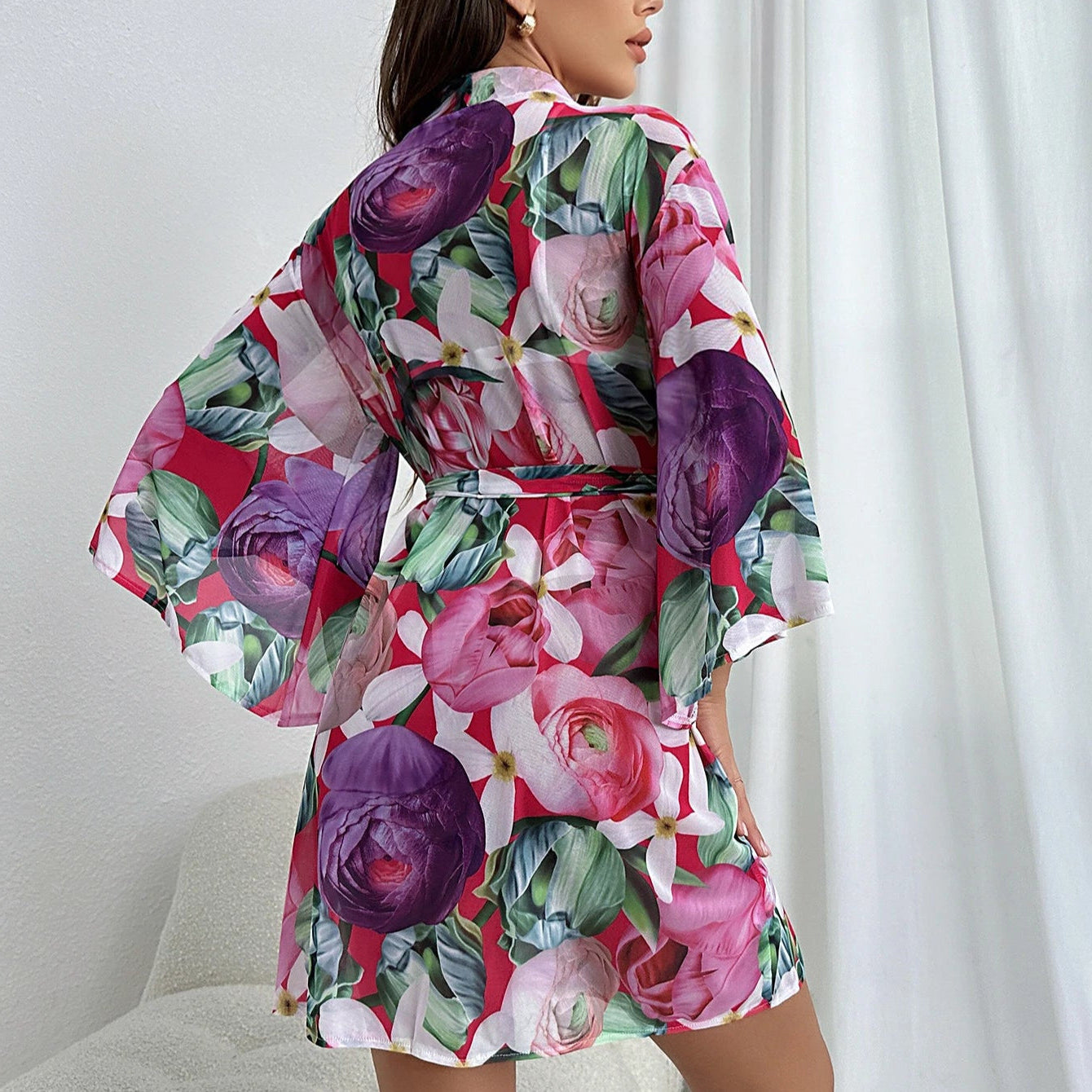 Tropical Bloom -  Kimono Style Bathrobe