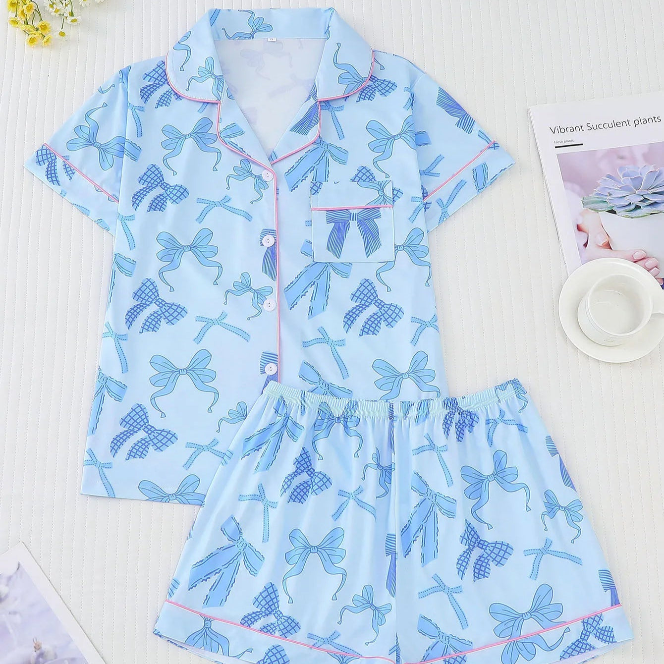 Blue Ribbon Romance 2 Piece Pyjama Set