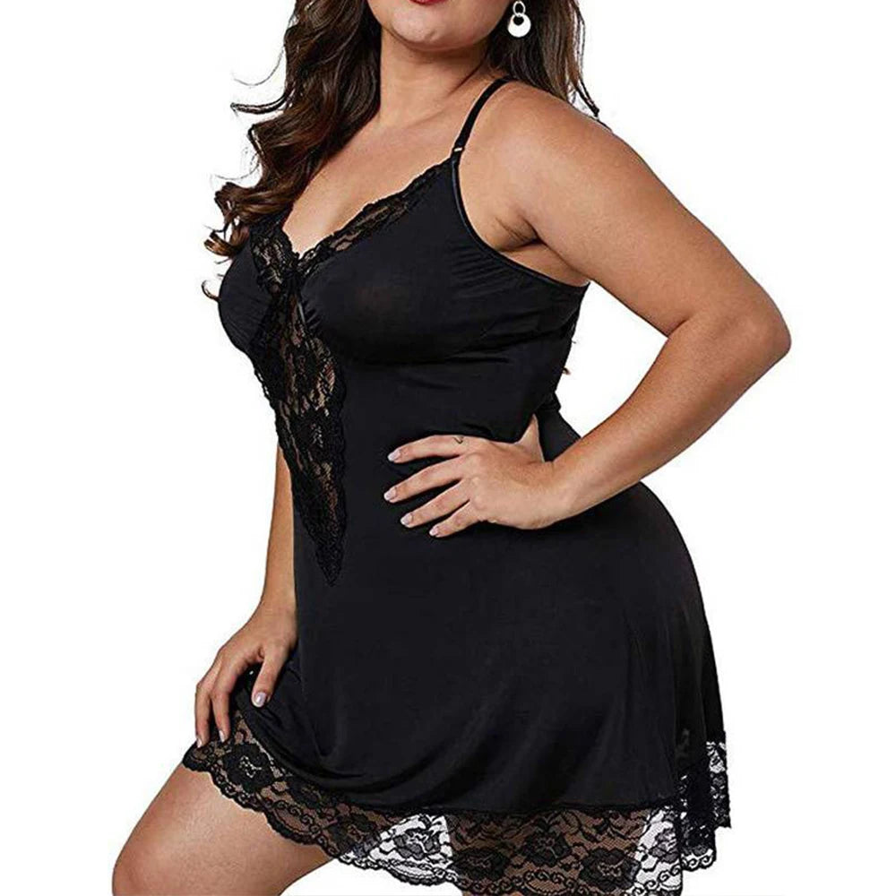 Seductive Plus Size Lace Chemise