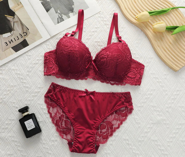 2-piece Sexy Lace Floral Underwear Set