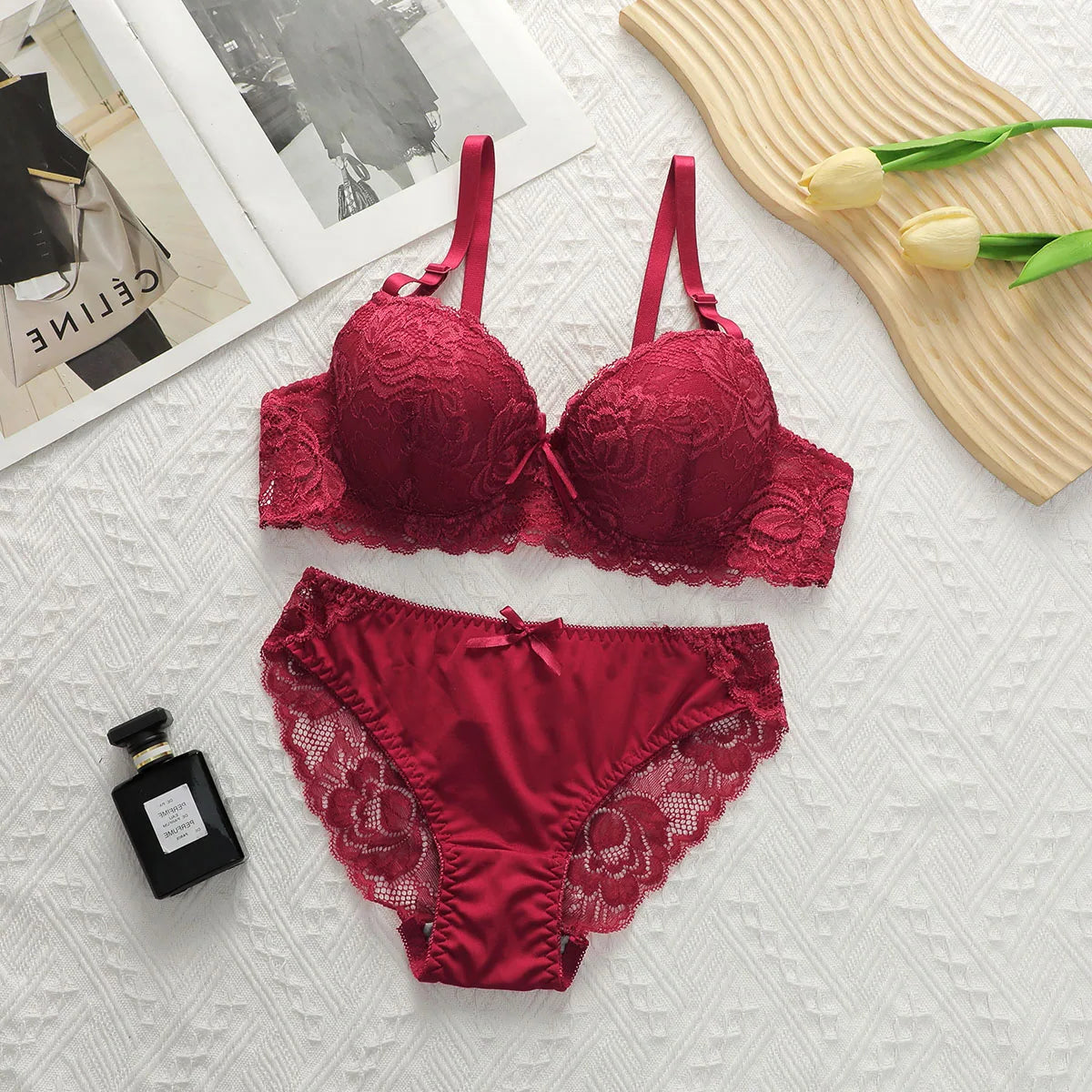 2-piece Sexy Lace Floral Underwear Set
