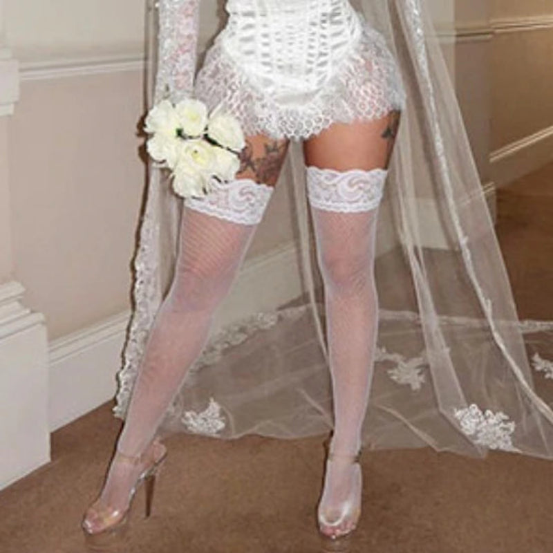 White Wedding Stockings Plus Size