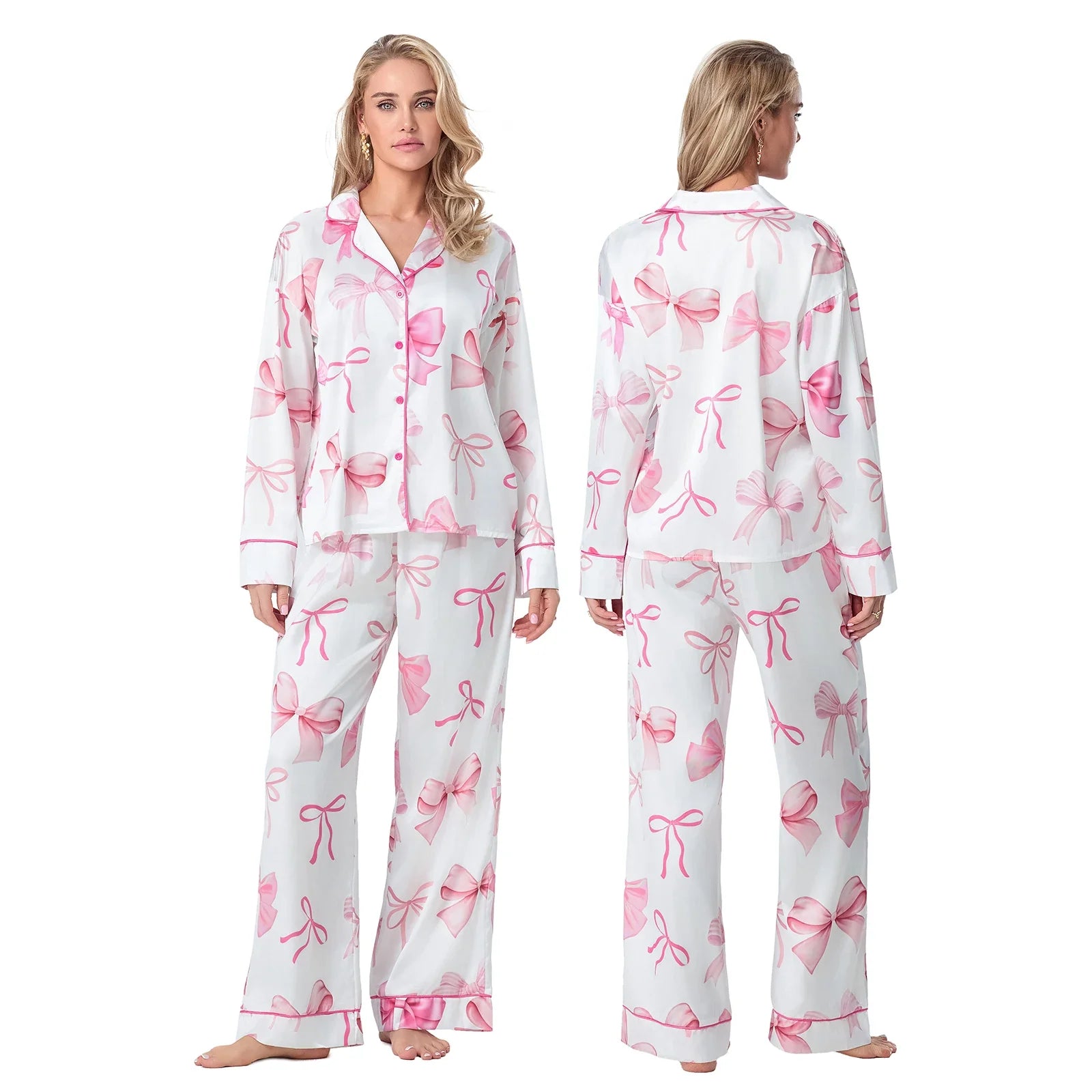 Bow-tiful Romance 2 Piece Satin Loungewear Set