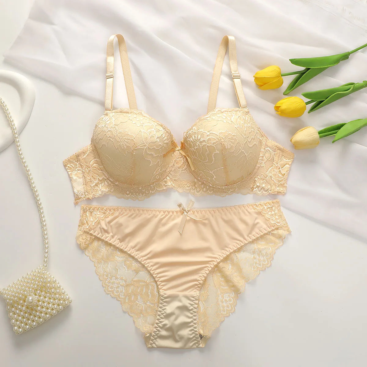 2-piece Sexy Lace Floral Underwear Set