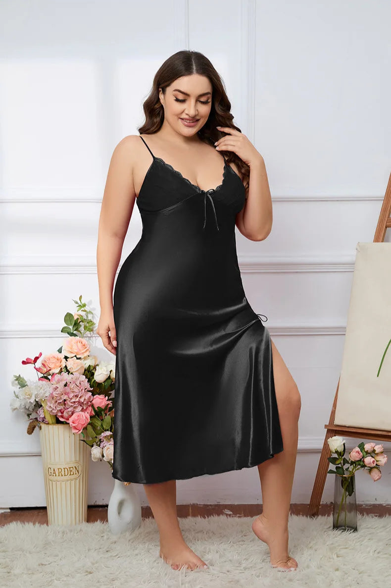 Elsie Full Length Satin Chemise